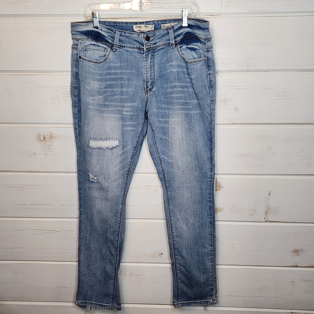 Indigo Rein Denim Blue Straight Ankle Leg Women's Jeans 13/30